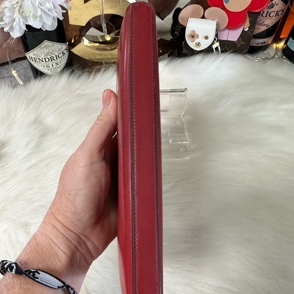 SAINT LAURENT PARIS RED LEATHER ZIP AROUND LONG WALLET YSL ITALIAN DESIGNER - Picture 9 of 16